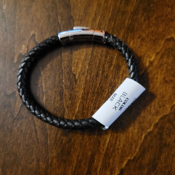 New Black Braided Leather Bracelet
